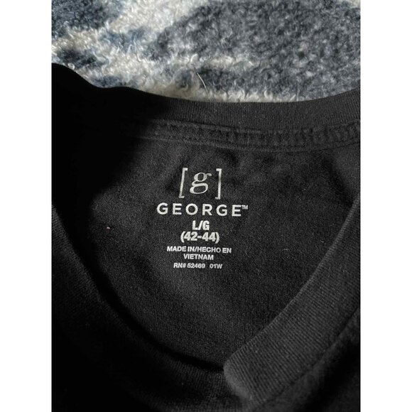 George Shirt Mens Large Black Long Sleeve Casual Lightweight Pullover Crewneck - Picture 3 of 5